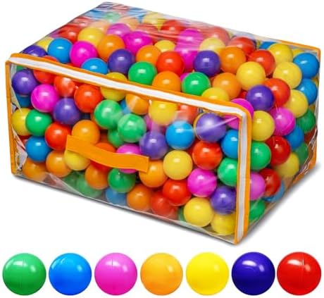 Ball Pit Balls for Baby and Toddler Phthalate Free BPA Free Crush Proof Plastic - Multicolored Pit Balls in Reusable Play Toys for Kids with Storage Bag