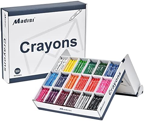 Madisi Crayon Bulk pack, Regular Size, 18 Colors, 900 Count