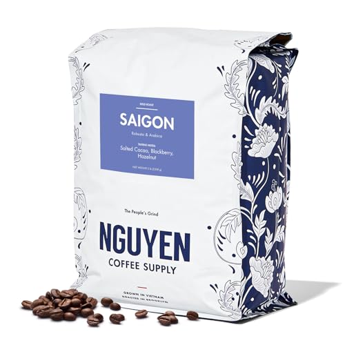 Nguyen Coffee Supply - Saigon Robusta & Arabica Blend: Dark Roast Premium Whole Coffee Beans, Vietnamese Single Origin, Direct Trade, Low Acid, High Caffeine, Roasted in Brooklyn [5 lb Bag]