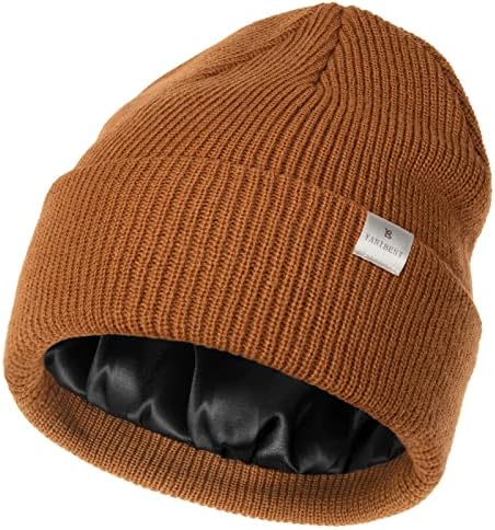 YANIBEST Beanie Hat for Women Men Satin Lined Beanie Hats Winter Hat Womens Cuffed Beanies Knit Skull Cap Warm Ski Hat Unisex