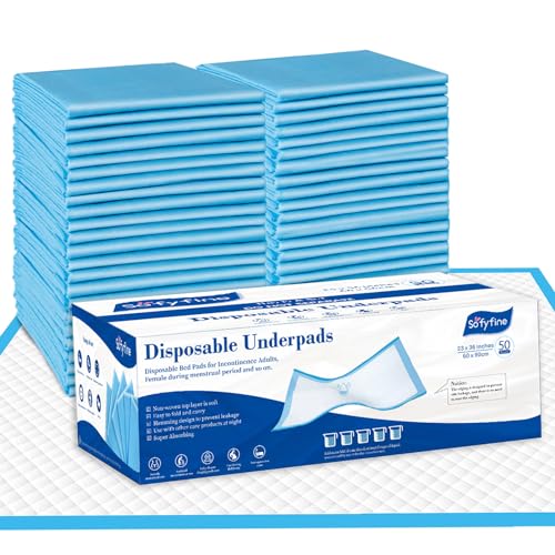 SOFYFINE Disposable Bed Pads 23 x 36 in (100 Count) Leakproof Adults Incontinence Underpads, Extra Large Thicken Chucks, Heavy Duty Absorbent Puppy Training Pee Pads