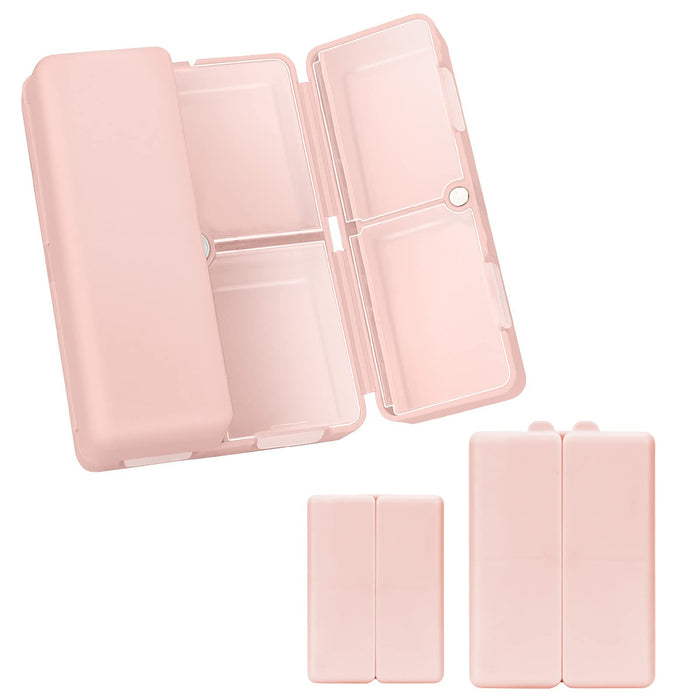 FYY 2 Pcs Daily Pill Organizer, 7 Compartments Portable Travel Pill Case,[Folding Design]Pill Box for Purse Pocket to Hold Vitamins,Cod Liver Oil,Supplements and Medication-Pink