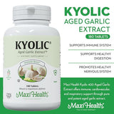 Kyolic Organic Garlic Supplement - Certified Kosher Garlic Tablets with Kyolic Aged Garlic Extract for Herbal Immune Support - Enzyme Blend for High Absorption - Vegetarian Garlic Pills - 180 Count