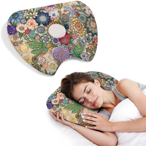 Ear Piercing Pillow for Side Sleepers with Washable Cover Pillows with Holes for Ear Pain,Donut Pillow for Adults CNH Ear Pain Relief Pressure Sores Ear Pillow with Hole in Center