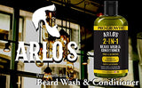 ARLO'S Pro-Growth 2-in-1 Beard Wash and Conditioner - Vanilla Sandalwood with Menthol 12 oz