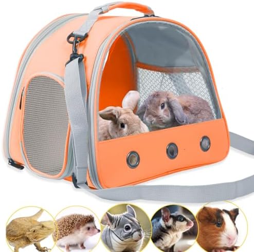 Rabbit Travel Carrier,Lizards Carrier, Small Animal Travel Carrier for Bunny Sugar Glider Hedgehog Rat Parrot Bird Guinea Pig, Portable Guinea Pig Travel Carrier for 2.