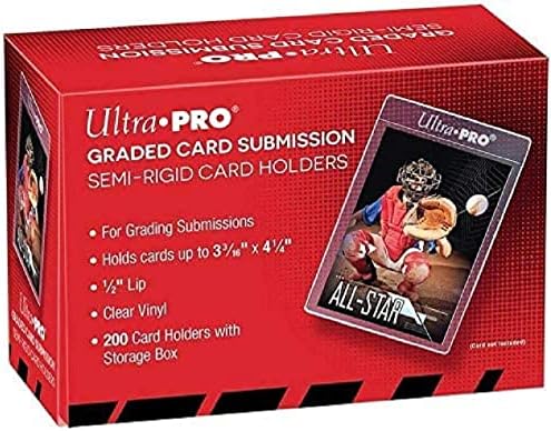 200 Ultra Pro Graded Card Submission Semi Rigid 1/2" Lip Tall Sleeves with Storage Box