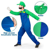 Sea Suntime Adult Costume Men Halloween Costume Cosplay Plumber Jeans Jumpsuit Hat Moustache Gloves