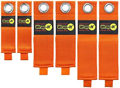 Heavy-Duty Wrap-It Storage Straps (Assorted 6-Pack), Blaze Orange - Garage Organizer and Extension Cord Hanger and Electric Cord Organizers for Garage Gadgets