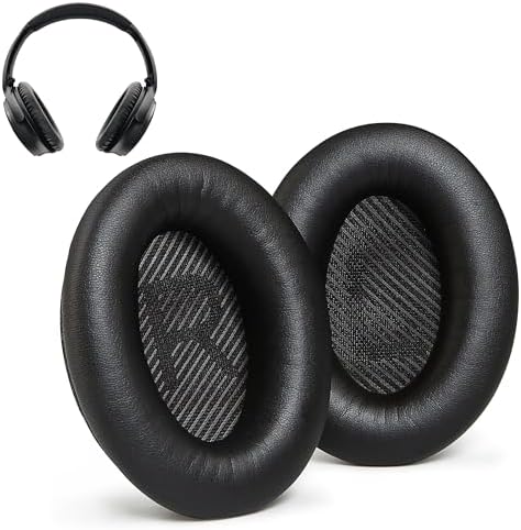 AHG QC35 ii Replacement Ear Pads Cushions Compatible with Bose QuietComfort 35 II/Bose QC35 Noise Cancelling Headphones (Black) - Premium Protein Leather Extra Thick High-Density Foam & Durable