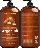 New York Biology Moroccan Argan Oil Shampoo and Conditioner Set - Moisturizing and Volumizing for All Hair Types and Color Treated Hair - with Keratin - 16.9 Fl Oz