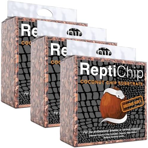 ReptiChip Compressed Coconut Chip 3 Pack of 72 Quart Coco Husk Reptile Substrate Snake Bedding for a Tortoise, Ball Python, Gecko, or Lizard Habitat Terrarium Tank