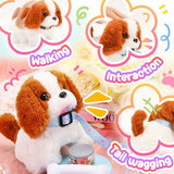 Tagitary Plush Toys Puppy Electronic Toy Walking and Barking Dogs,Tail Wagging Fake Dog Interactive Dog Toy for Kids with Leash,Easter Christmas Birthday Gift for Toddlers Kids