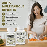 Liposomal Calcium AKG Supplement 1500 MG (Alpha-Ketoglutaric Acid), High Absorption, More Effective Than AAKG, Ca AKG for Longevity, Age Defense, Cellular Energy, Metabolic Function, 240 Softgels