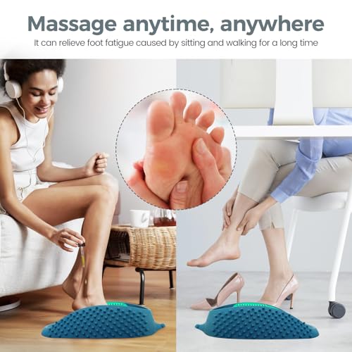 JIALEYA Lu-lala Shower Foot Scrubber - Portable Manual Foot Massager Cleaner Care for Soothe Feet Neuropathy Achy, Improve Foot Circulation - Wet and Dry use (Blue-Green)