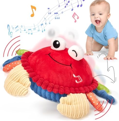 hahaland Baby Toys 12-18 Months - Musical Dancing Walking Moving Bouncing Crab Tummy Time Sensory Infant Toys for 6-12 Months Fun Interactive Infant Learning Toys Boy Girl Easter Birthday Gifts