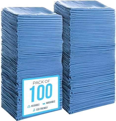 SIMPLI-MAGIC Premium Shop Towels 14”x12”, Commercial Grade Blue, 100 Pack
