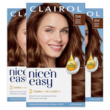 Clairol Nice'n Easy Permanent Hair Dye, 5W Medium Mocha Brown Hair Color, Pack of 3