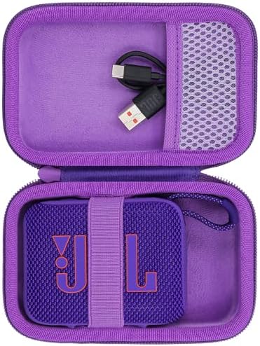 co2CREA Hard Carrying Case for JBL Go 4 Go3 Go 3 Eco Waterproof Ultra Portable Bluetooth Speaker (Purple Case)