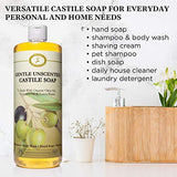 Carolina Castile Soap Unscented Castile Soap Liquid - 32 oz Vegan & Pure Organic Soap Concentrated Non Drying All Natural Formula Good for Sensitive Skin (32 Ounces)