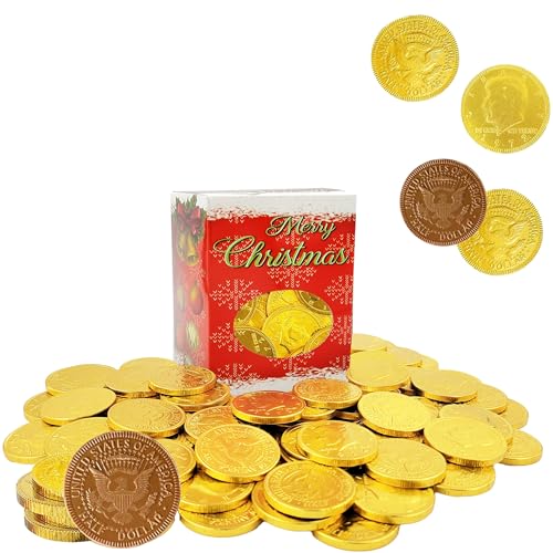Fruidles Christmas Premium Belgian Milk Chocolate Gold Coins, Candy Stocking Stuffers, Nut-Free Chocolate Candy (Half Pound)