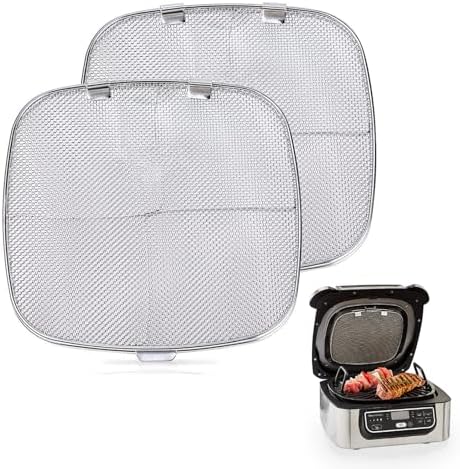 2PCS Stainless Steel Splatter Shield for Ninja Foodi AG301, Replacement Splatter Screen Air Fryer Accessories for Ninja Foodi 5-in-1 Indoor Grill AG300, AG300C,AG301C, AG302, AG400