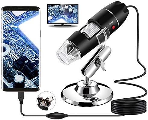 USB Microscope, Digital Handheld 40X-1000X Magnification Endoscope Mini Video Camera with 8 Adjustable LED Lights, Compatible with Windows 7/8/10/11 Mac Linux Android (with OTG)