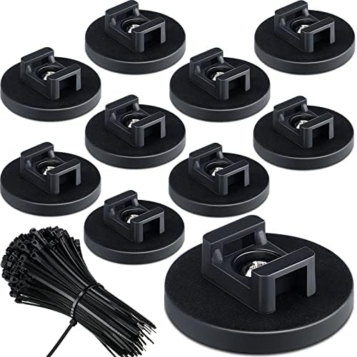 Magnetic Zip Tie Mount Multipurpose Cable Holder Cable Mount Magnets Magnetic Wire Management Bases with Heavy Duty Cable Zip, Mount Nylon Cable Ties in Total(60 Pieces,43 mm)