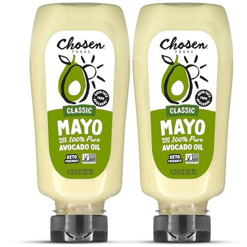 Chosen Foods 100% Avocado Oil-Based Classic Mayonnaise, Gluten & Dairy Free, Low-Carb, Keto & Paleo Diet Friendly, Mayo for Sandwiches, Dressings and Sauces, Made with Cage Free Eggs (11.25 fl oz, 2 Pack)