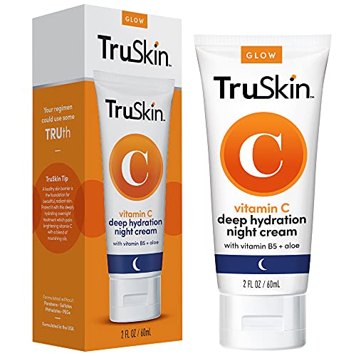 TruSkin Vitamin C Night Cream – Collagen Supporting Blend with Cocoa Butter, Vitamin B5, Botanical Essential Oils – Brightening and Hydrating Face & Neck, Firmer-Feeling Skin, 2 fl oz