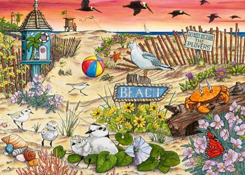 Wonder Forge Don't Disturb The Plovers 1000 Piece Jigsaw Puzzle for Adults | Unique, Perfectly-Fitting Pieces | Fun, Vibrant Imagery | Amazon Exclusive