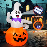 GOOSH 5 FT Halloween Inflatable Cute Pumpkin Ghost Outdoor Decorations Blow Up Yard Ghost in Pumpkin with Built-in LEDs for Indoor Party Garden Lawn Decor