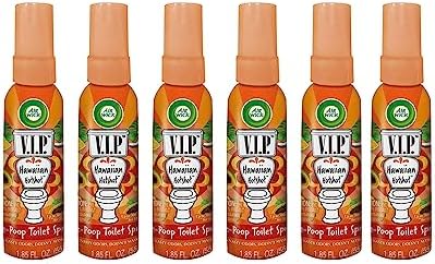 Air Wick V.I.P. Pre-Poop Toilet Spray | Hawaiian Hotshot Scent | Contains Essential Oils | Travel size Air Freshener | Up to 100 uses - 1.85 Ounce (Pack of 6)