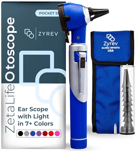 Zyrev ZetaLife Otoscope - Ear Scope with Light, Ear Infection Detector, Pocket Size (Blue Color)