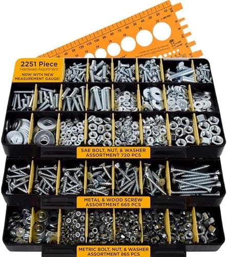 Jackson Palmer 2251 Piece Hardware Assortment Kit with Screws, Nuts, Bolts & Washers (3 Trays)…