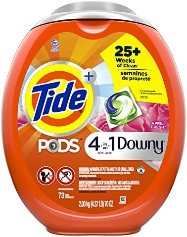 Tide PODS 4 in 1 with Downy, Laundry Detergent Soap PODS, April Fresh Scent, 73 Count, Packaging May Vary