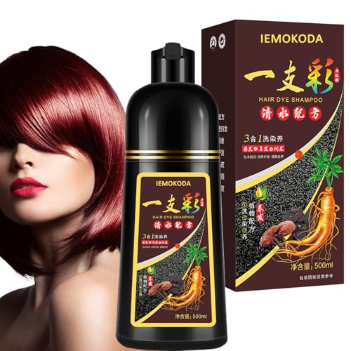 Instant Dark Red Wine Burgundy Hair Dye Shampoo - 3 in 1 Long-Lasting Color for Gray Hair, Men and Women
