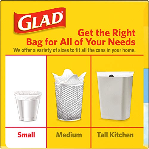 Glad Trash Bags, Small Garbage Bags - OdorShield 4 Gallon White Trash Bag, Gain Fresh Scent with Febreze - 26 Count (Pack of 6)