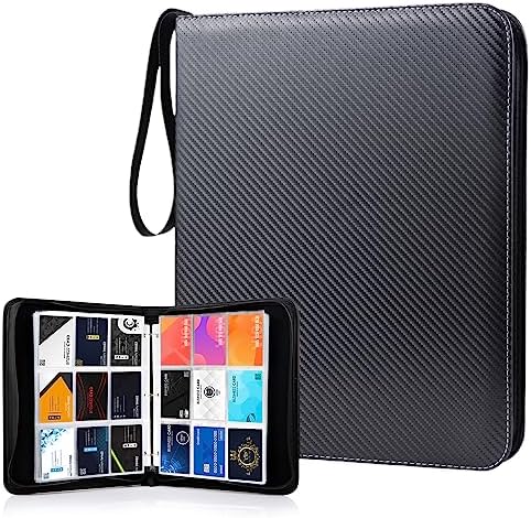 WOT I Trading Card Binder, 900 Pockets Sleeves with Zipper, Double Sided Pockets Card Holder Carry Case for Baseball Card, Football Card
