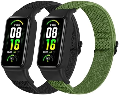 Solo Loop Elastic Nylon Bands Only Compatible with Amazfit Band 7 Straps,Soft Adjustable Stretchy Sport Replacement Strap for Amazfit Band 7 for Men Women