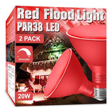 Gonhom 2 Pack PAR38 Red Flood Lights Outdoor,Dimmable Flood Red Light Bulb,20W(Equivalent to 200W),E26 Base Red LED Light,Christmas Light Bulbs,Outdoor Porch,Holiday Lighting,Red Flood Light Bulb