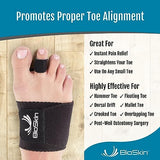 BIOSKIN Toe Straightener - Hammer Toe Corrector for Women & Men, Toe Splint, Toe Straightners for Curled Toes, Broken Toe Support, Foot Pain Relief, 1 Compression Foot Wrap & 2 Toe Straps