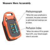 Fingertip Pulse Oximeter with Plethysmograph and Perfusion Index, Include Carrying case, Large OLED Digital Display Blood Oxygen Saturation Monitor Heart Rate Monitor (Color: Red-Orange)