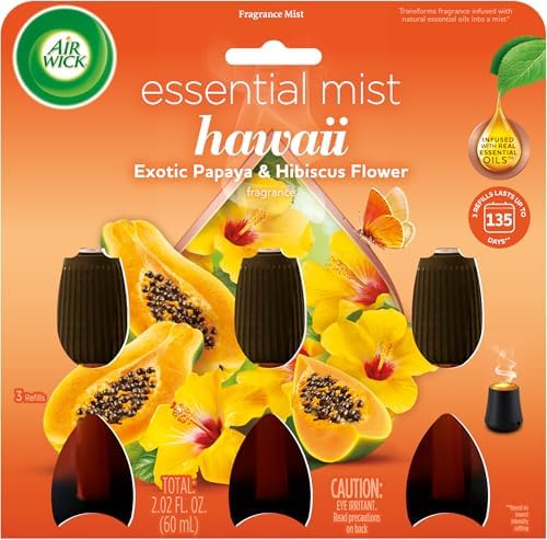 AIR WICK Essential Mist - Triple Refill Hawaii Exotic Papaya & Hibiscus Flower (3X.67) oz.
