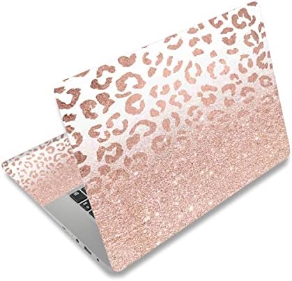 DINKY Laptop Skin Sticker Decal, 12" 13" 13.3" 14" 15" 15.4" 15.6 inch Laptop Universal Reusable Vinyl Skin Stickers Cover Art Decal Notebook PC Personalized Protector-Rose Pink Leopard Print