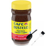 Bustelo®' Instant Coffee - Bold and Rich Espresso Flavor, 100% Arabica Beans, 7.05 oz Jar plus (1) LR60™ Coffee Powder Spoon (1) LR60™ Cleaning Brush