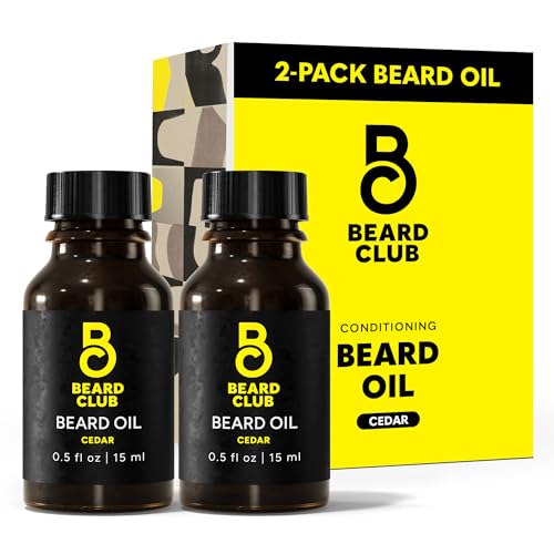 Beard Club Premium Cedar Beard Oil for Men - Natural Castor & Almond Oils - Beard & Mustache Conditioner - Hydrates, Moisturizes, Softens & Soothes Skin - Strengthens Follicles (2PK)