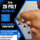 Cupping Warehouse 20-Piece POLY CUPS™ Polycarbonate Cupping Therapy Set | Durable & Lightweight | PT, Physio Myofascial Cupping Kit for Massage Therapy,