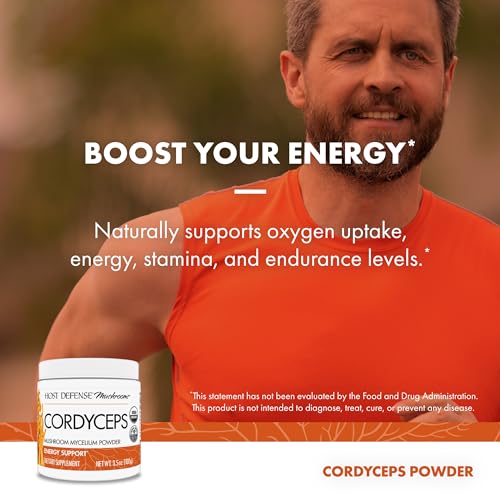 Host Defense Cordyceps Powder - Immune & Energy Support Supplement - Kidney Health Supplement with Cordyceps - Fitness Support Supplement to Aid Oxygen Uptake - 3.5 oz (66 Servings)*