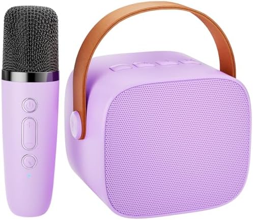 Karaoke Machine for Kids,Portable Bluetooth Speaker with Wireless Microphone, Gifts Toys for Girls 4, 5, 6, 7, 8, 9, 10 +Year Old Birthday Family Home Party(Purple)
